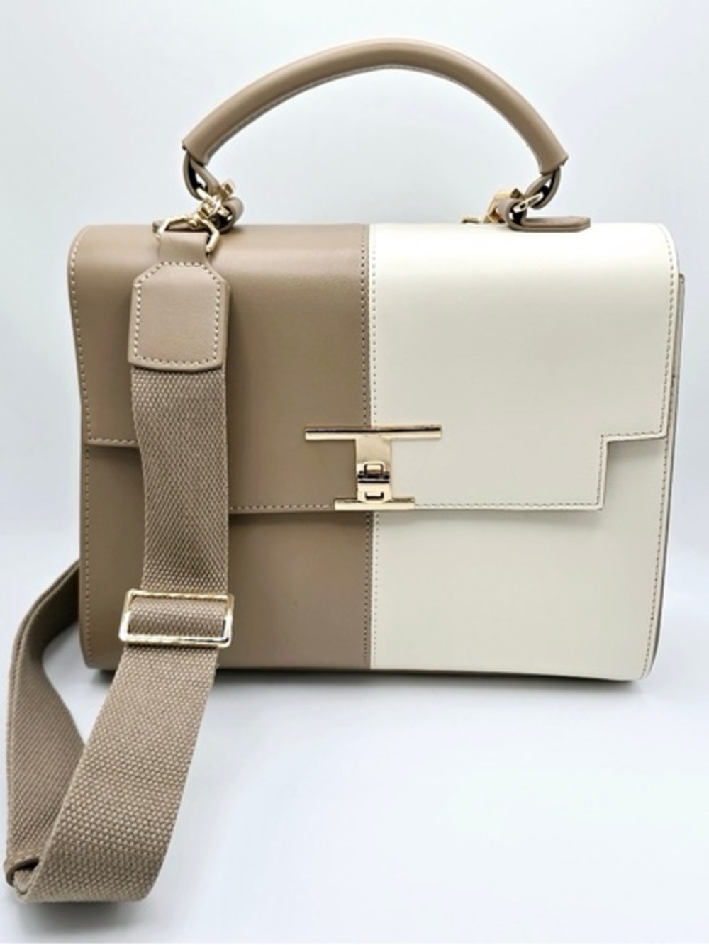 Trina Turk Leather Top Handle Satchel Handbag With Crossbody